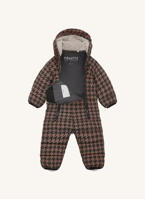 Töastie - Chaqueta Cloud Houndstooth Impermeable Hecha de Materiales Reciclados | Marrón