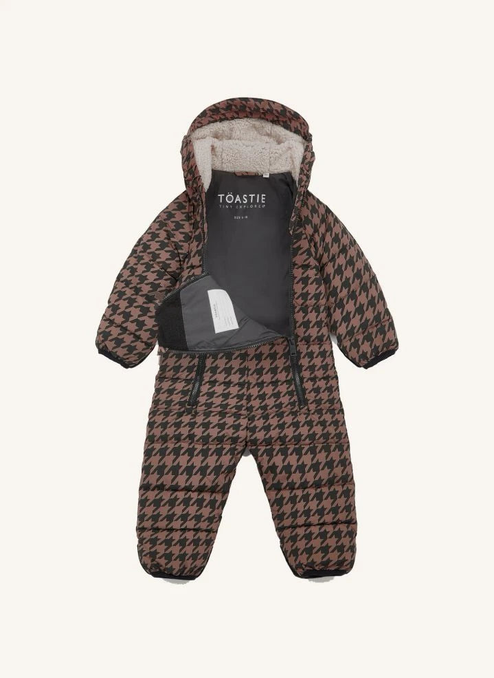 Töastie - Chaqueta Cloud Houndstooth Impermeable Hecha de Materiales Reciclados | Marrón