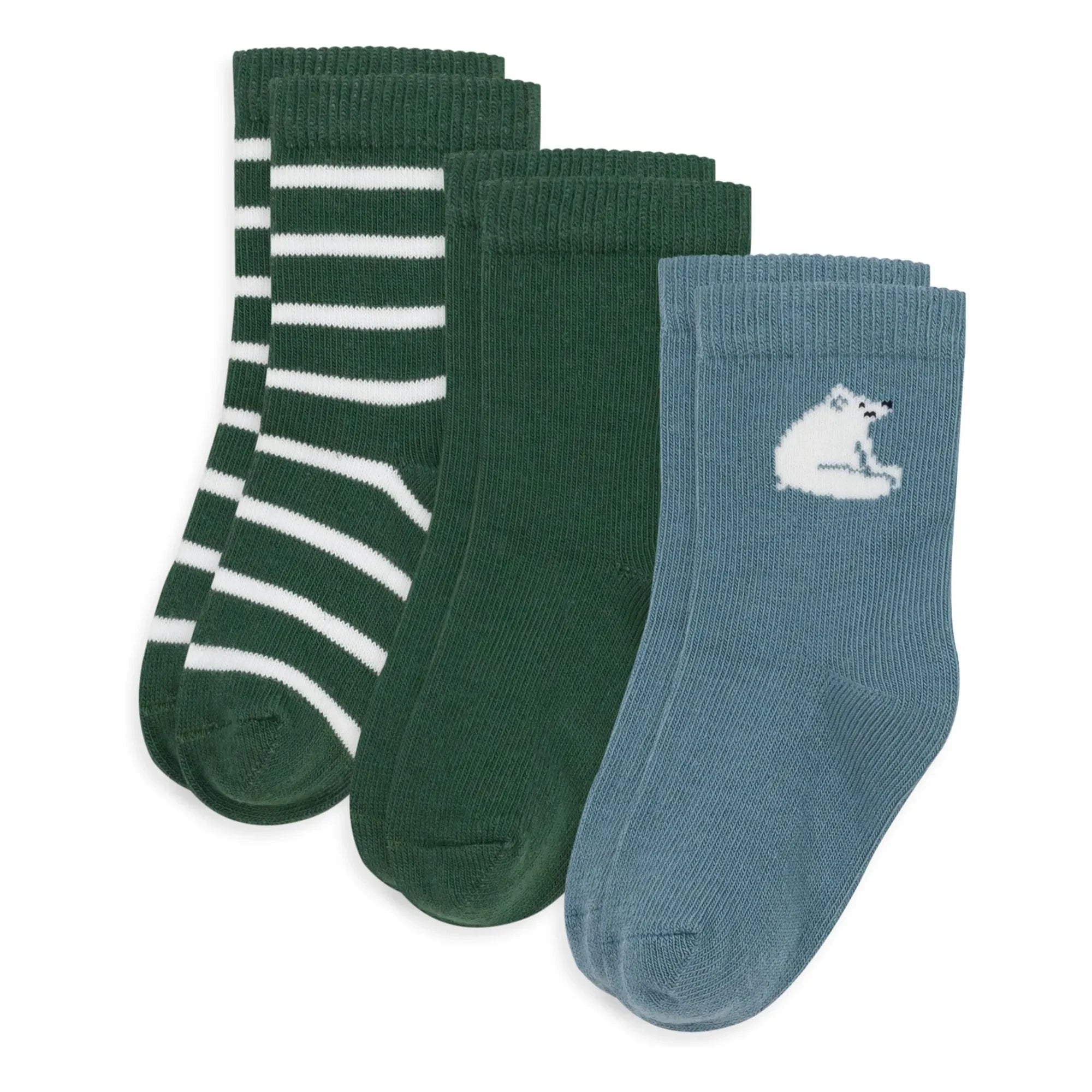 Petit Bateau - Pack de 3 pares de calcetines Oso | Verde Cromo