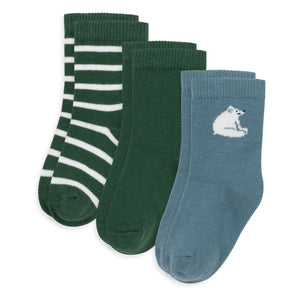 Petit Bateau - Pack de 3 pares de calcetines Oso | Verde Cromo