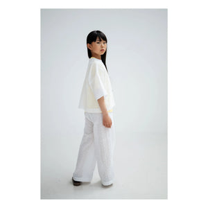 Repose AMS - Blusa con botones en la espalda de algodón orgánico Anglaise bordado | Blanco