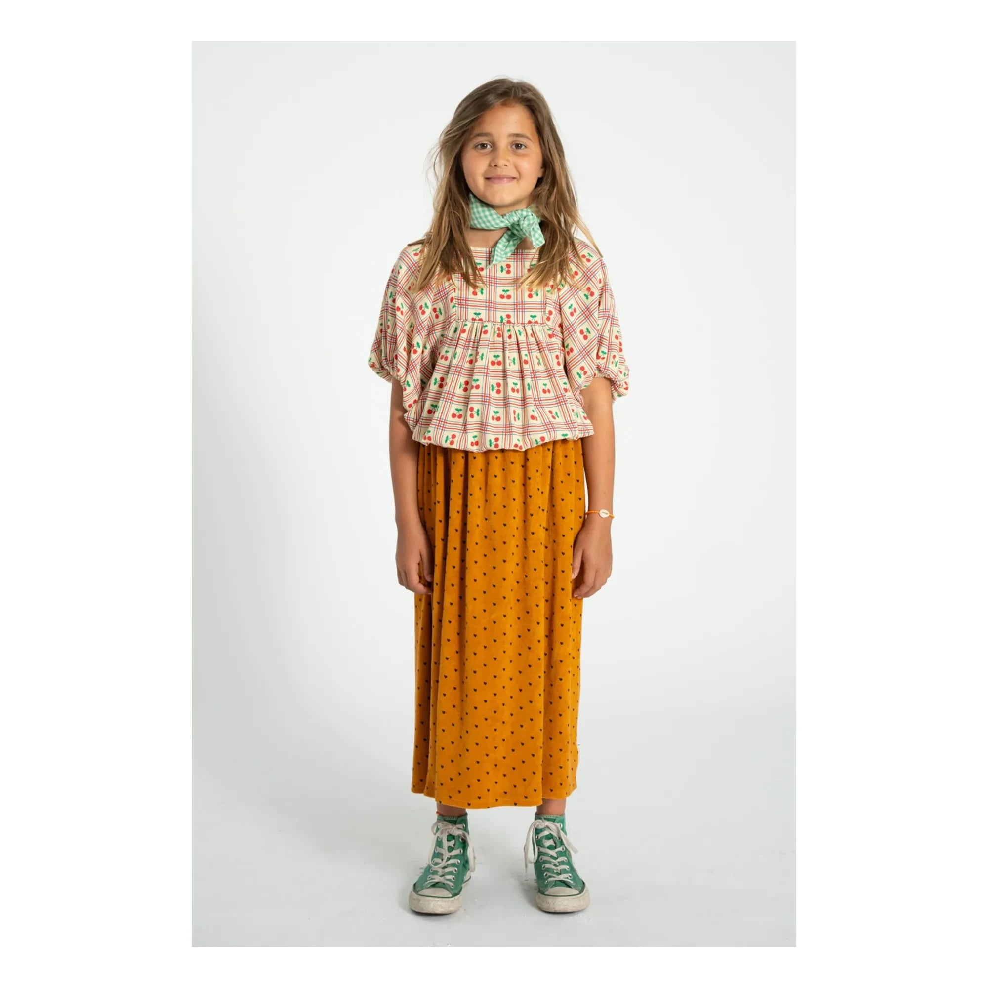 Piupiuchick - Amarillo | Blusa con volante y estampado de cerezas