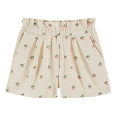 Emile et Ida - Pantalón Corto Rizo Algodón Orgánico con Cerezas | Crema
