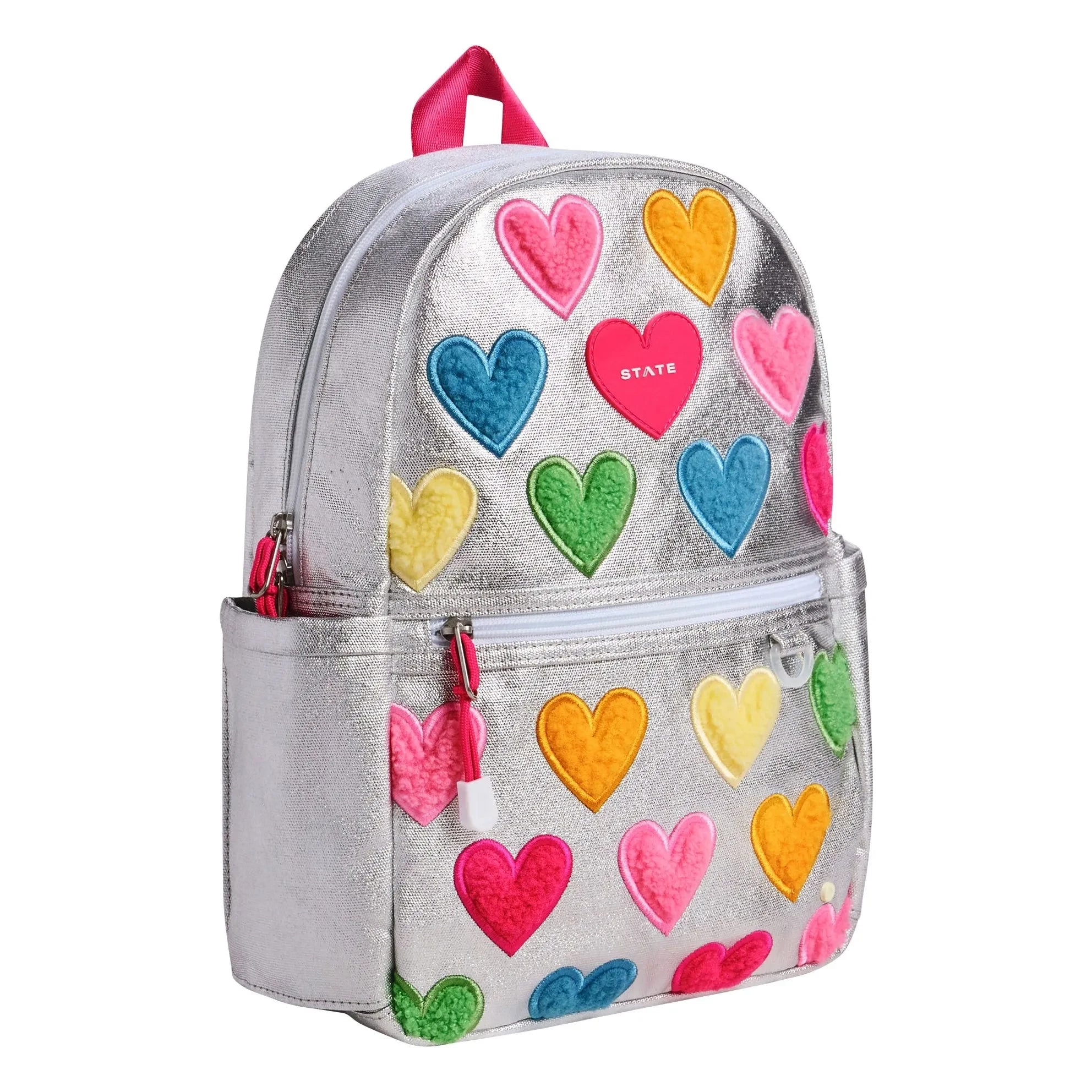 State Bags - Mini Kane Iridescent Hearts Sırt Çantası | Gri