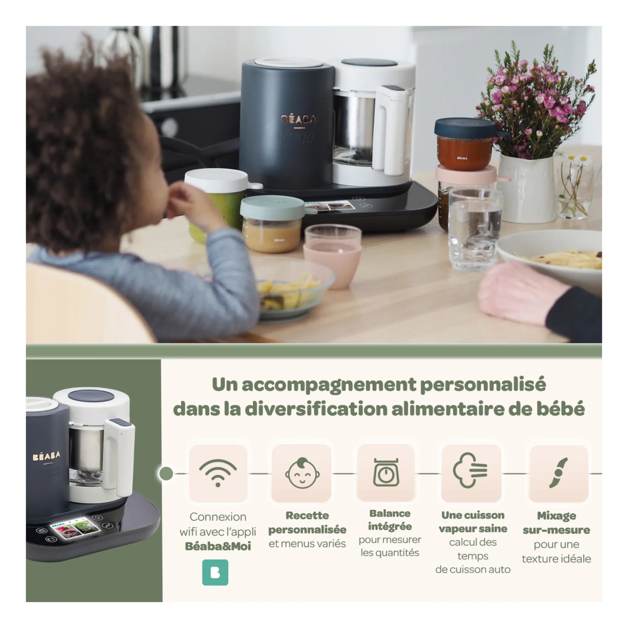 Béaba - Robot de cocina Babycook Smart | Gris carbón