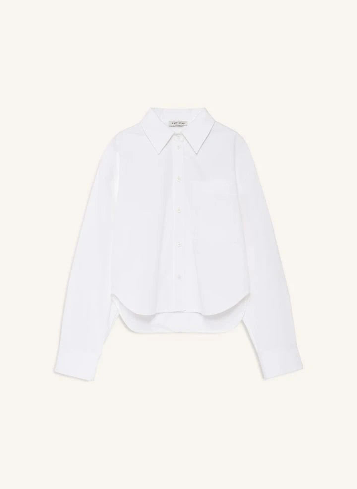 Anine Bing - Scott Camisa Cortada de Algodón | Blanca