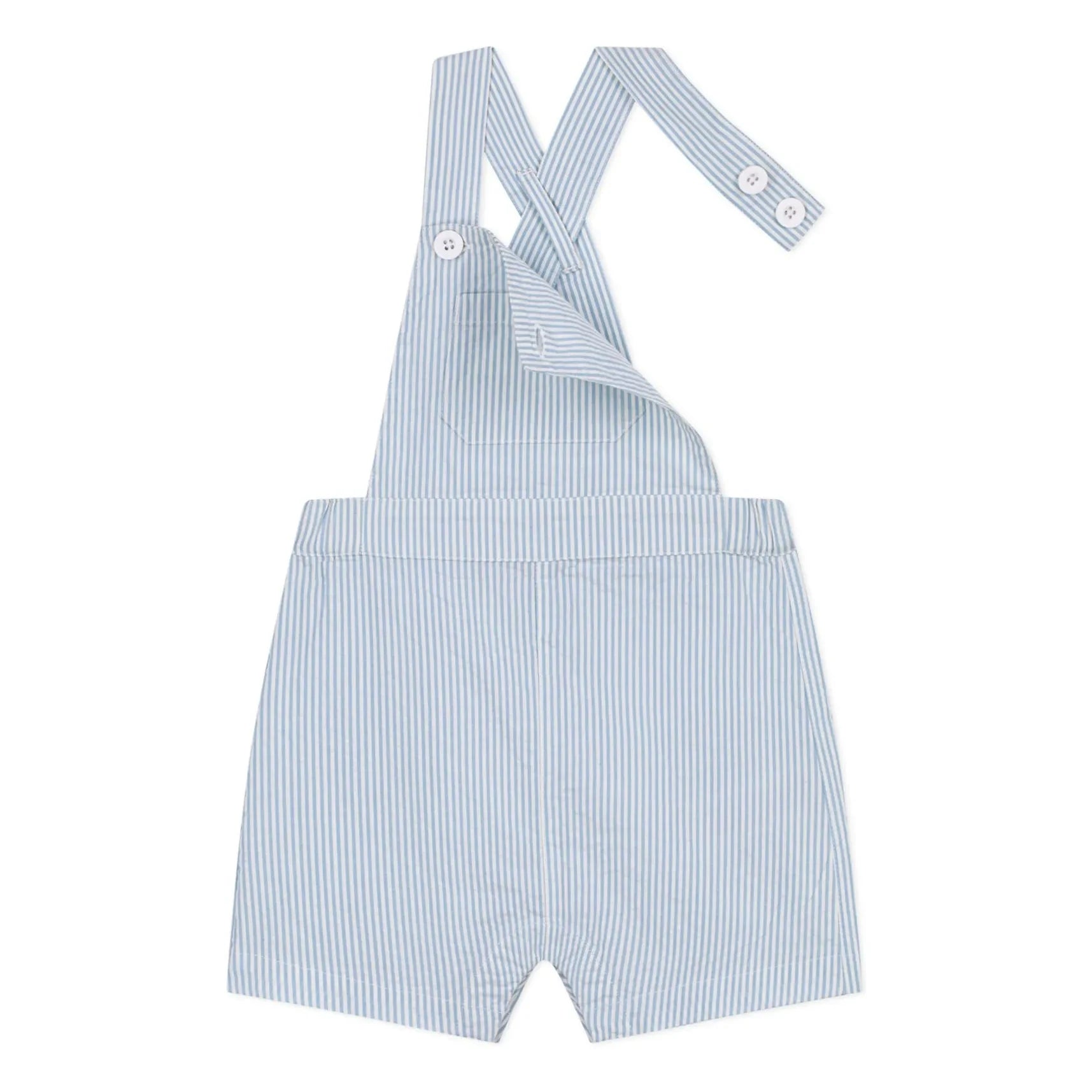 Petit Bateau - Peto corto de sirsaca de algodón orgánico a rayas | Azul claro