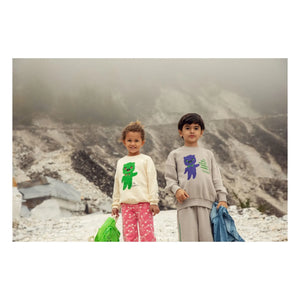 Mini Rodini - Sudadera de algodón orgánico con estampado de alienígena | Crudo