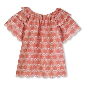 Chloé - Blusa de volantes de algodón orgánico | Melocotón