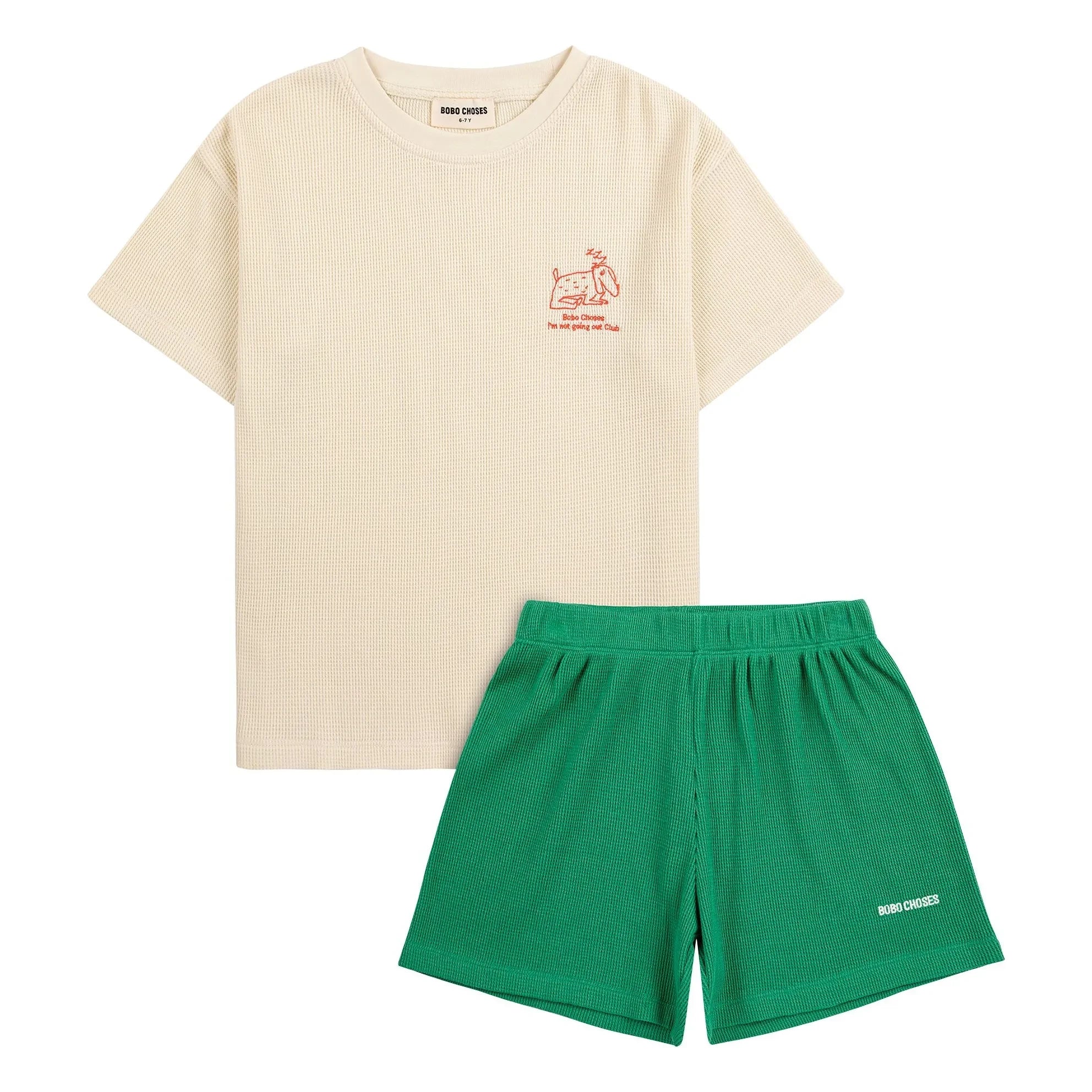 Bobo Choses - Conjunto de camiseta y pantalón corto de perro de algodón orgánico | Crudo
