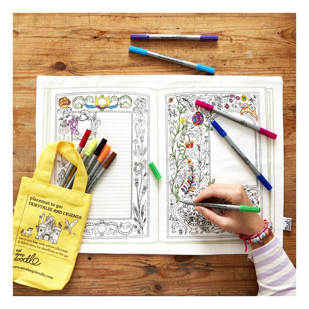 EatSleepDoodle - Mantel Individual para Colorear Cuento de Hadas