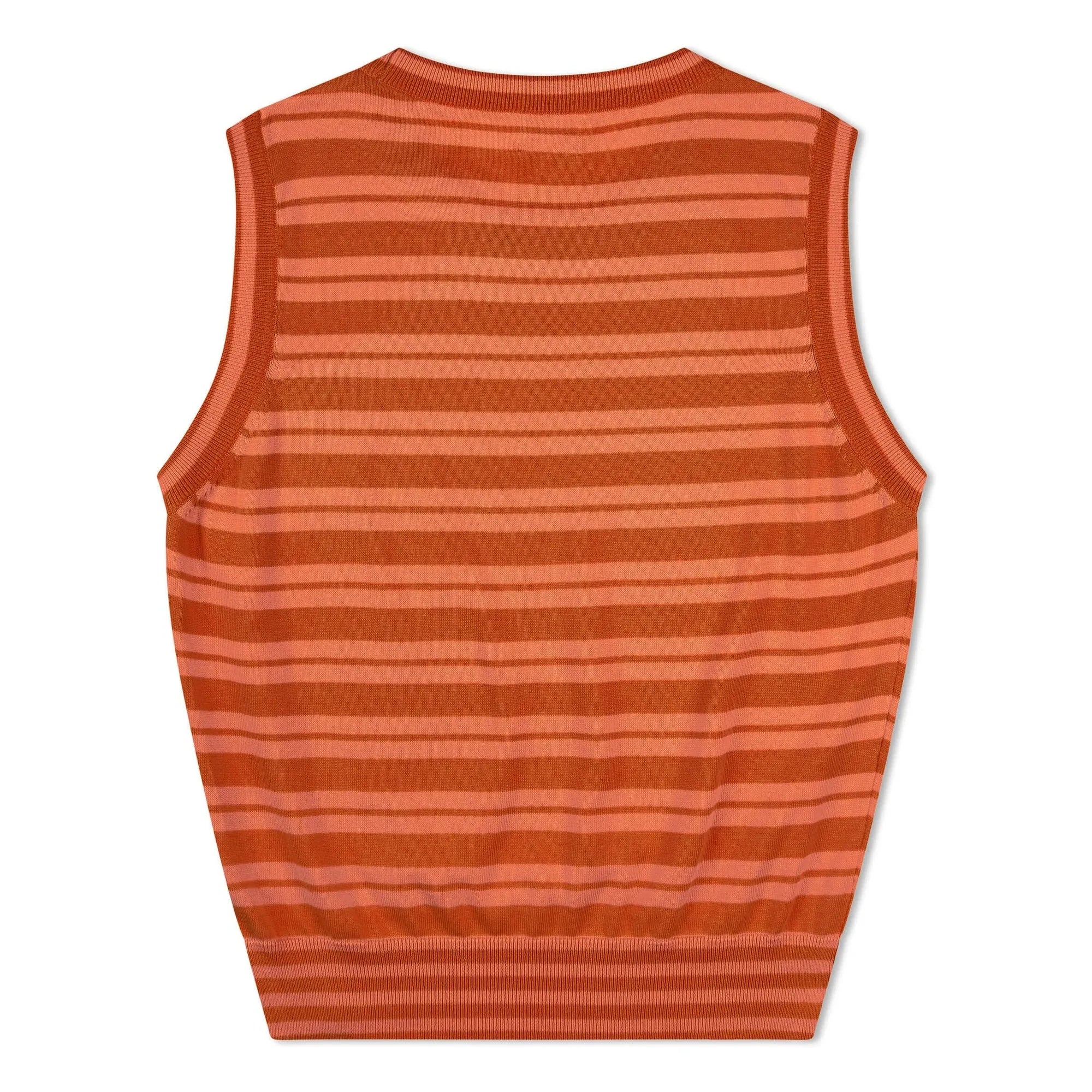 Matona - Camiseta sin mangas de punto fino de algodón orgánico a rayas | Rojo oscuro