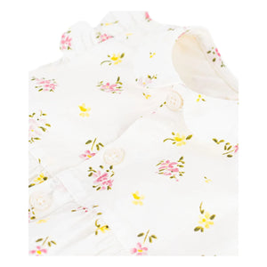 Petit Bateau - Peto de seersucker blanco de algodón orgánico con estampado floral