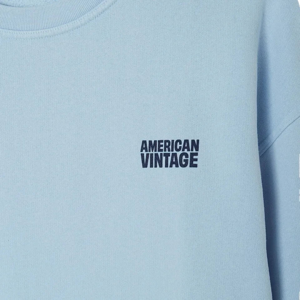American Vintage - Plizzy Yuvarlak Yaka Sweatshirt | Açık Mavi
