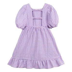 Mipounet - Vestido de manga corta fruncido con cuello cuadrado | Lila