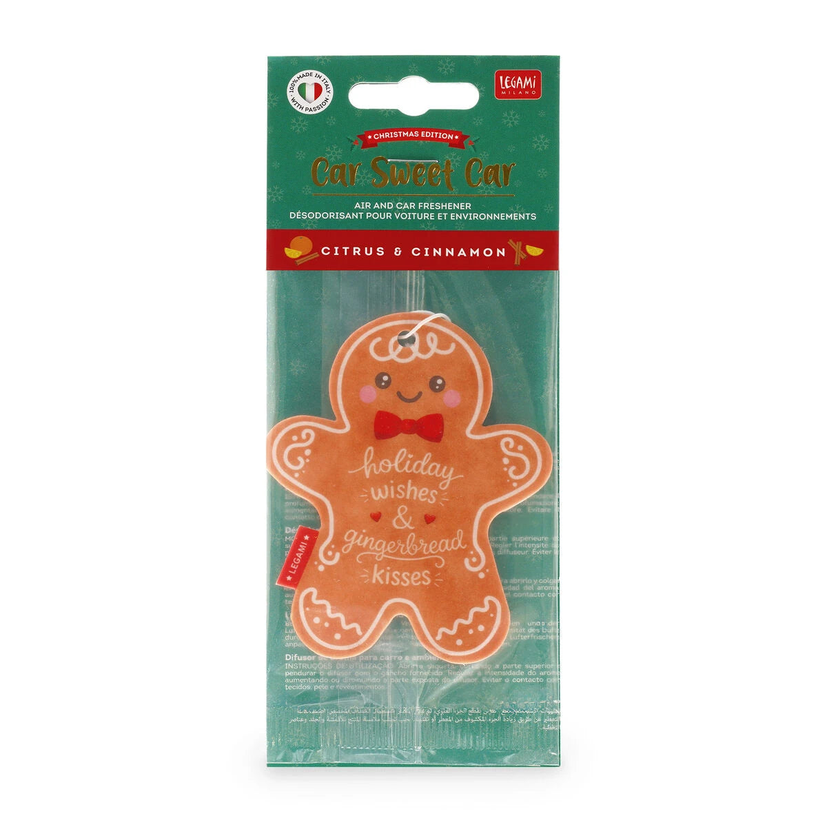 Legami - Ambientador de Auto y Habitación Gingerbread Noel - Car Sweet Car