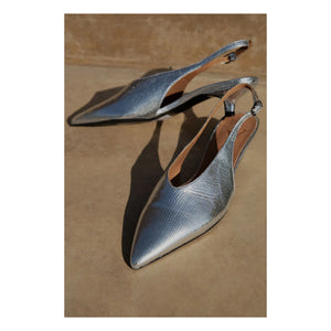 Lachoix - Zapatos Destalonados con Tacón Metálico | Plata