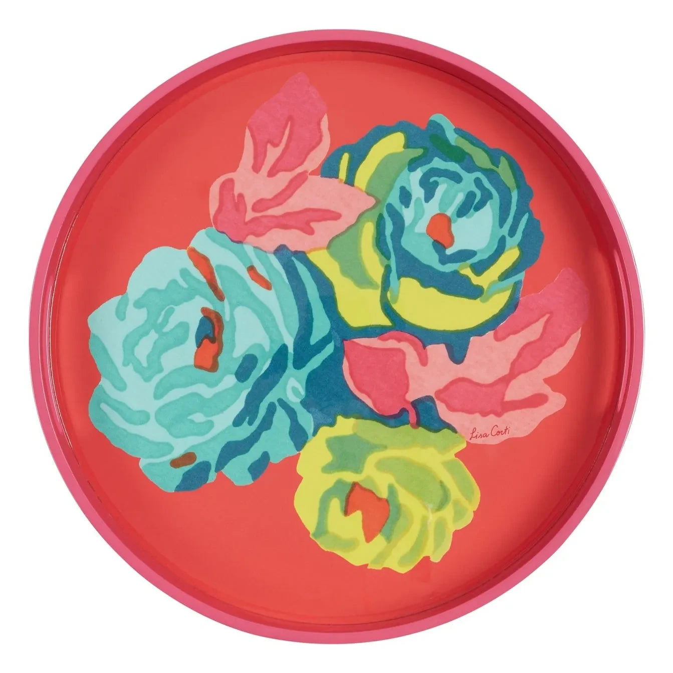 Lisa Corti - Bandeja lacada Nizam Flower Geranium lake | Rojo
