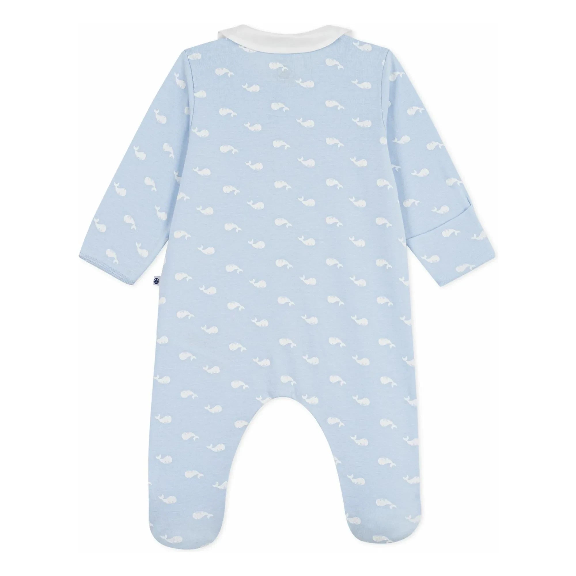 Petit Bateau - Pijama de algodón orgánico con ballenas | Azul claro