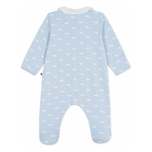 Petit Bateau - Pijama de algodón orgánico con ballenas | Azul claro
