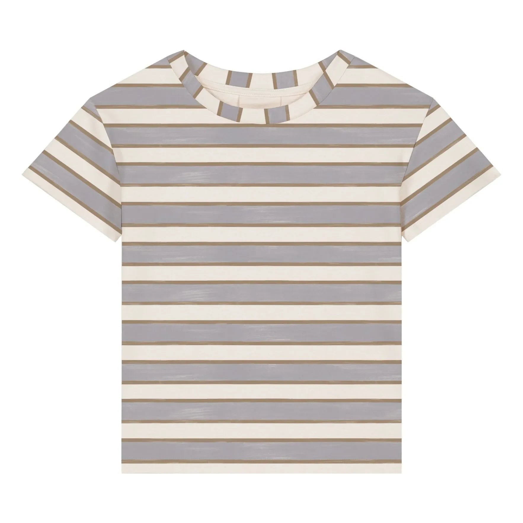 Studio Bohème - Camiseta de Algodón Orgánico de Rayas Básicas | Azul Claro