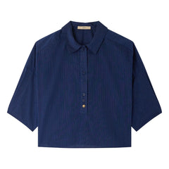 Sessùn - Camiseta U de algodón a rayas | Azul marino
