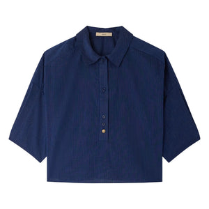 Sessùn - Camiseta U de algodón a rayas | Azul marino