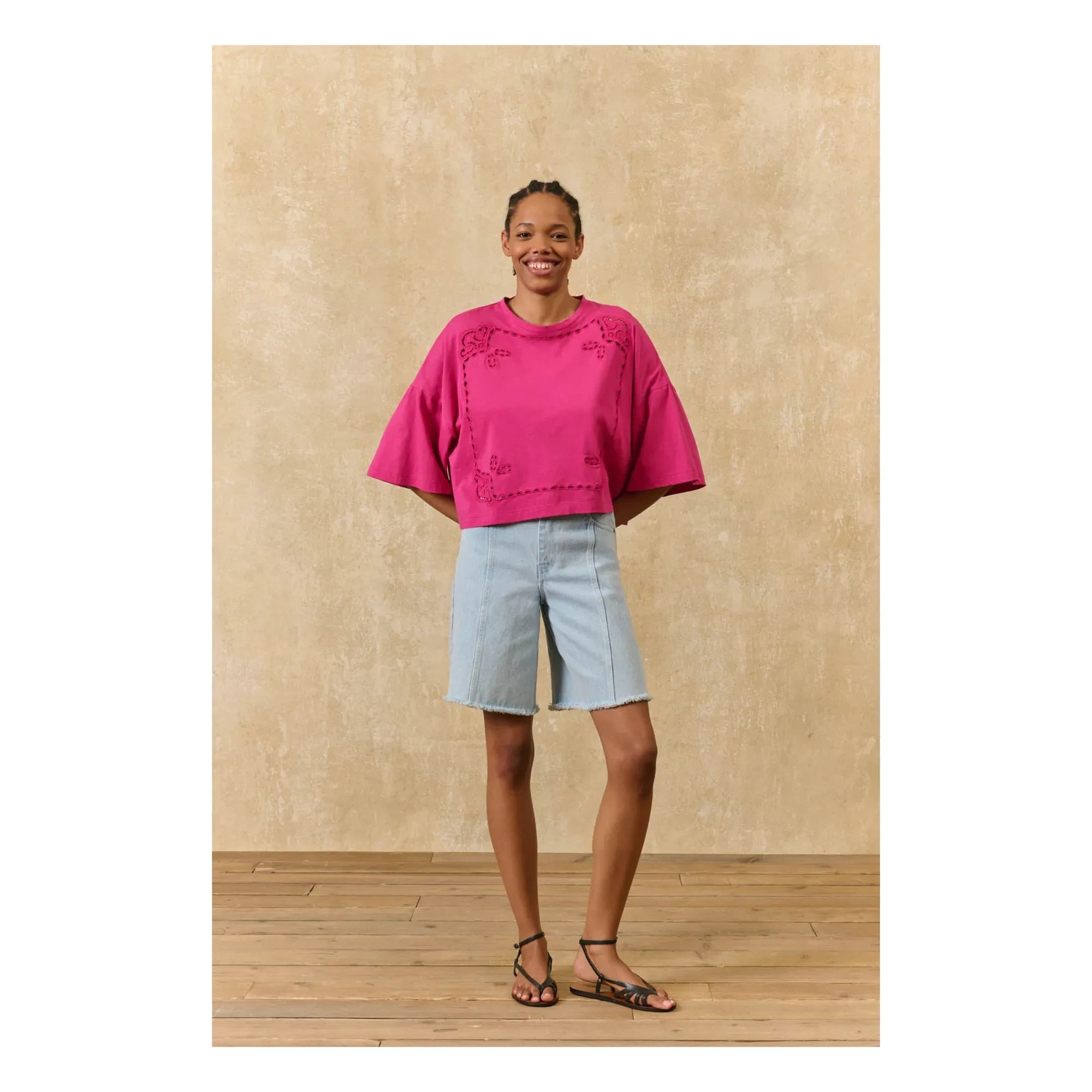 Louise Misha - Blusa de algodón orgánico Neolar | Fucsia