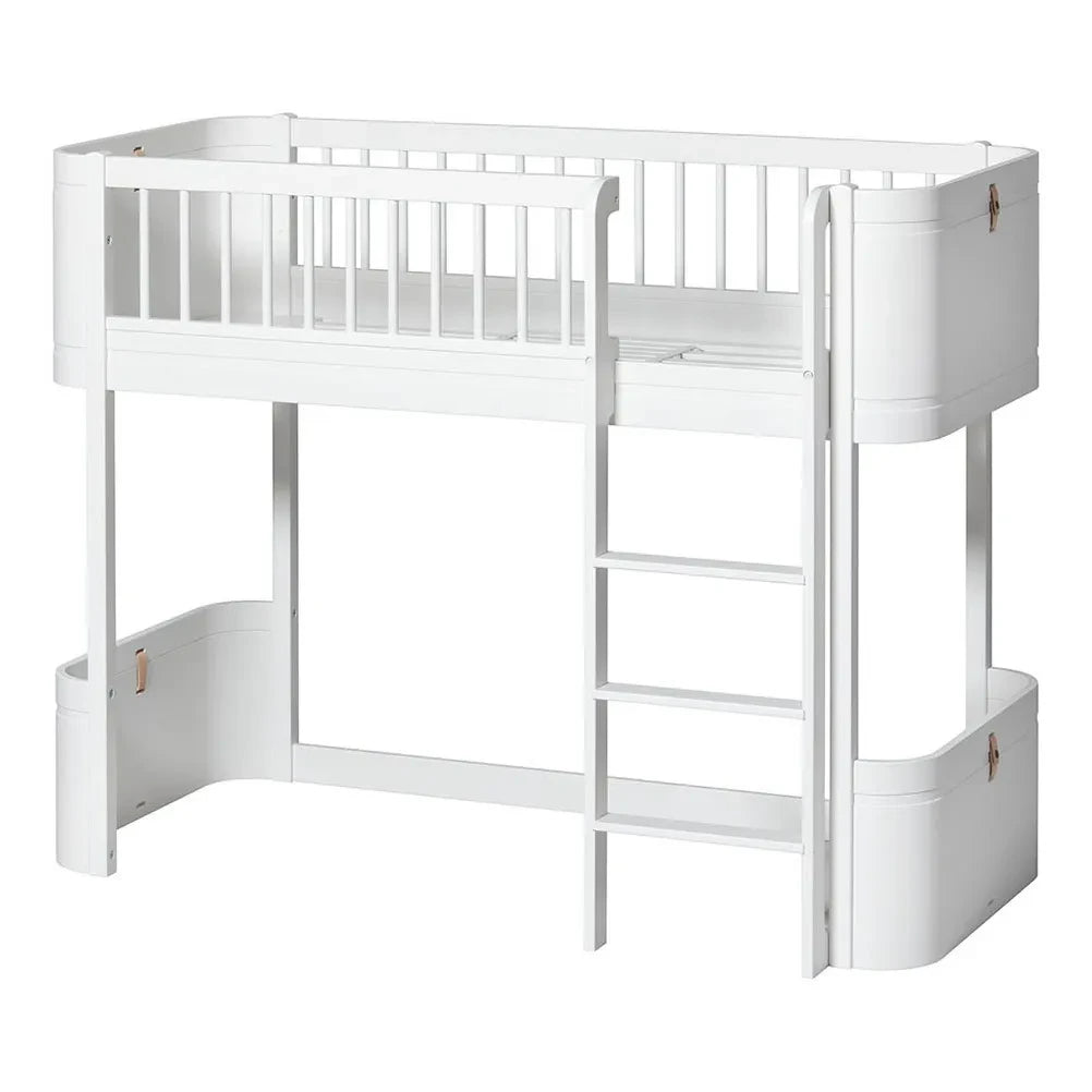 Oliver Furniture - Cama Mini+ de Madera de Altura Media 68x162cm | Blanca