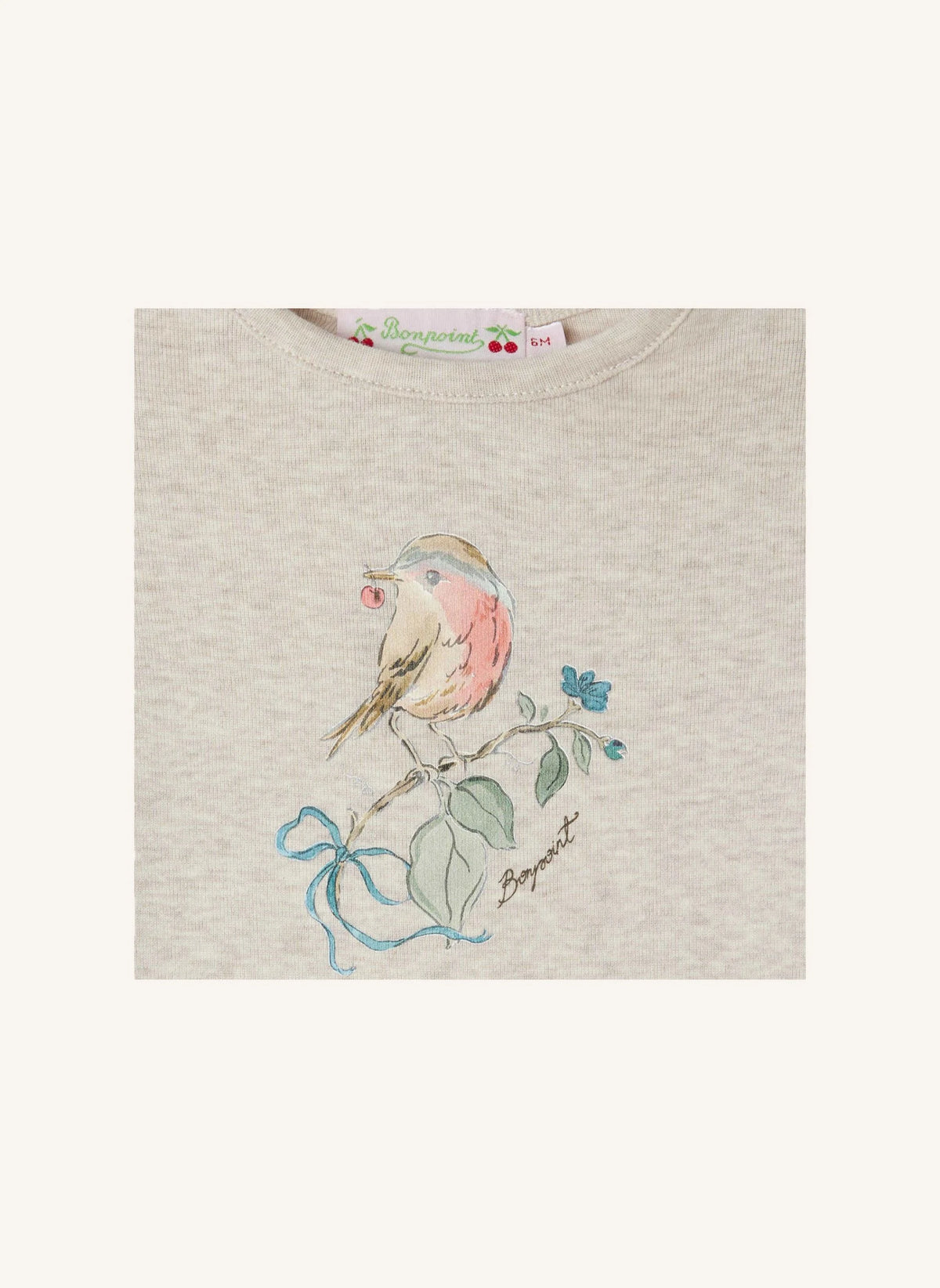 Bonpoint - Tahsina organik pamuklu fitilli T-shirt | Heather beige