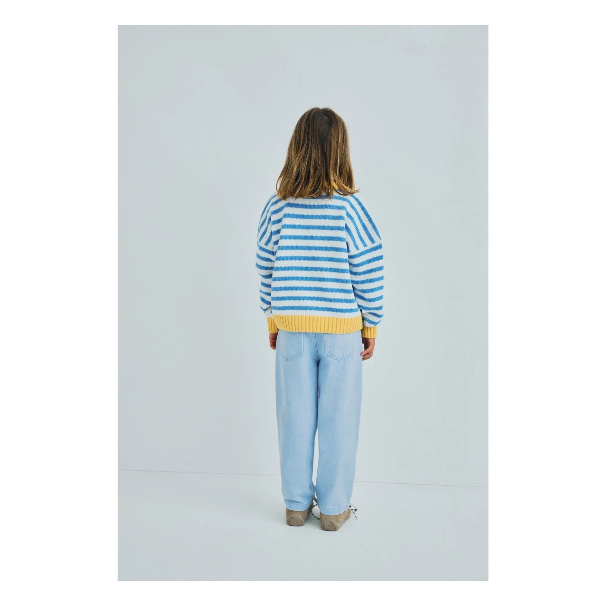 the new society - Jersey Rayado Marigold | Azul Claro
