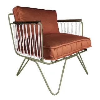 Honoré - Sillón Croisette - Epoxi & Terciopelo Marrón | Rojo Ladrillo