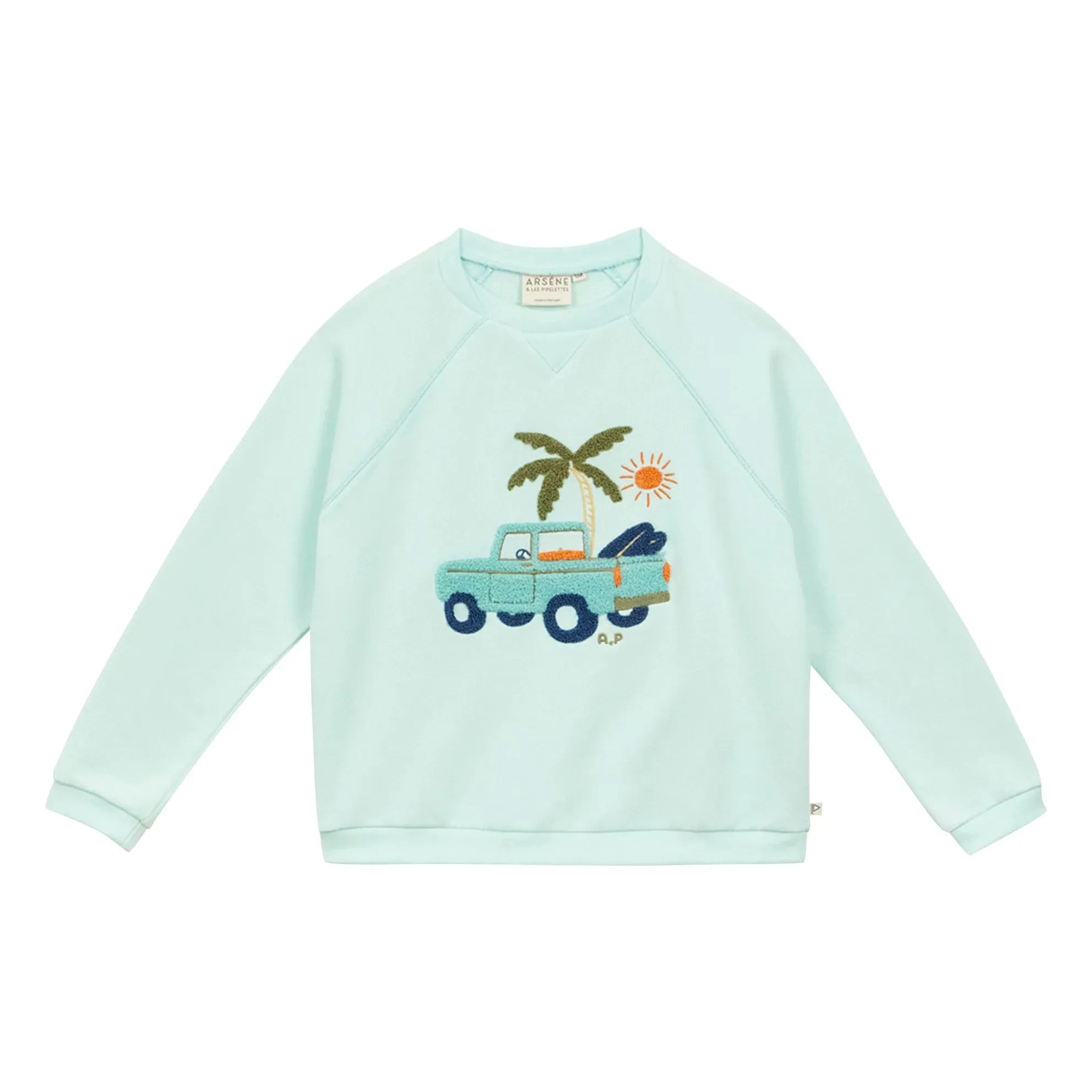 Arsène et Les Pipelettes - Sudadera turquesa Car de algodón orgánico