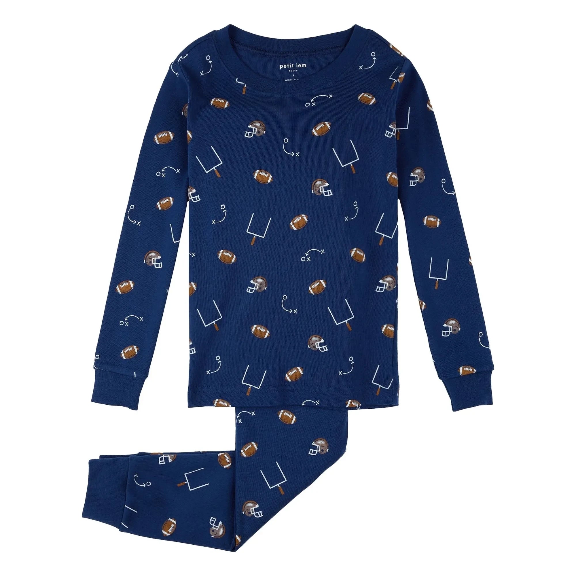 Petit Lem - Pijama de fútbol de algodón orgánico | Azul marino