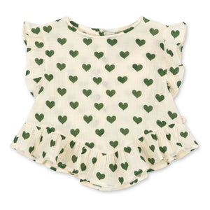 Konges Sløjd - Top de algodón orgánico Coco Hearts | Crudo