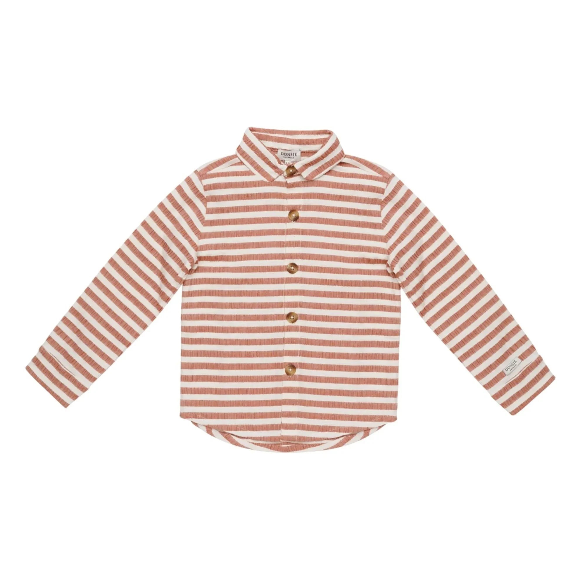 Donsje - Camisa de Algodón Orgánico a Rayas Leom | Crudo