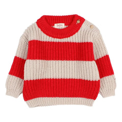 Búho - Jersey de bebé a rayas rojas