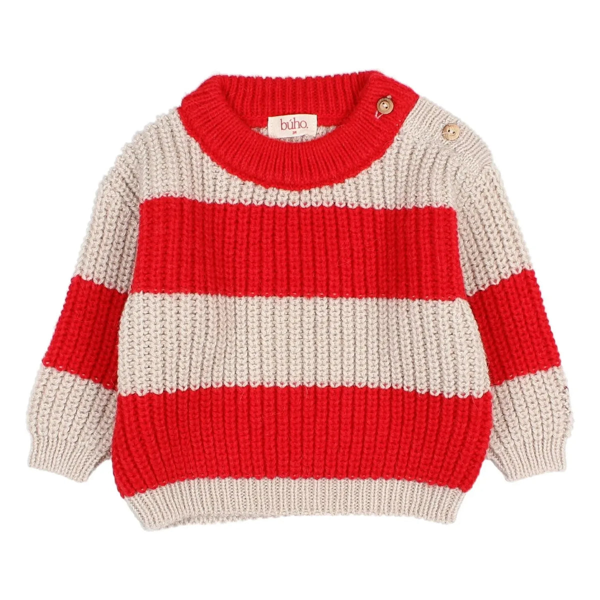 Búho - Jersey de bebé a rayas rojas