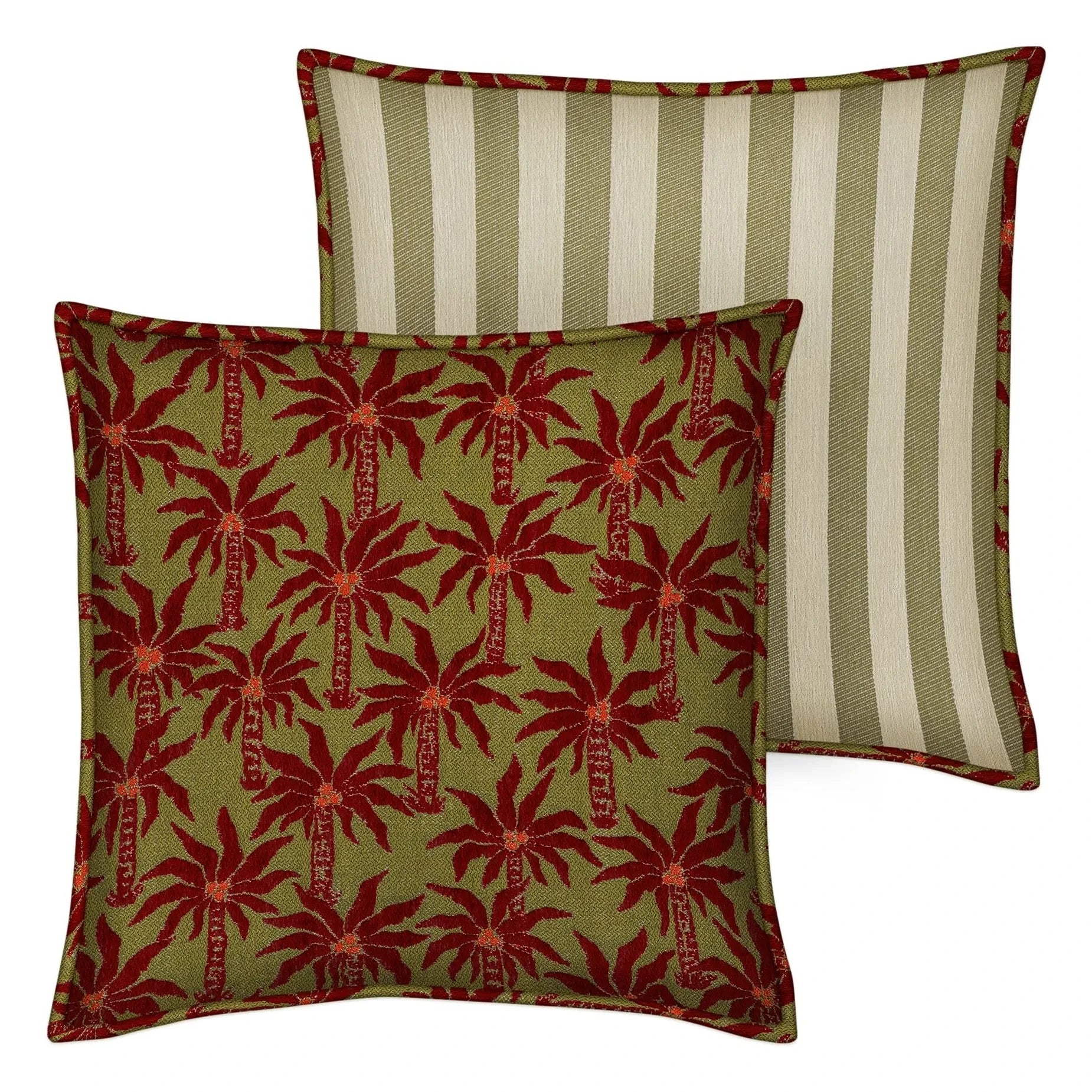 Funda de almohada reversible Palais - Laura x Jackie | Aceituna