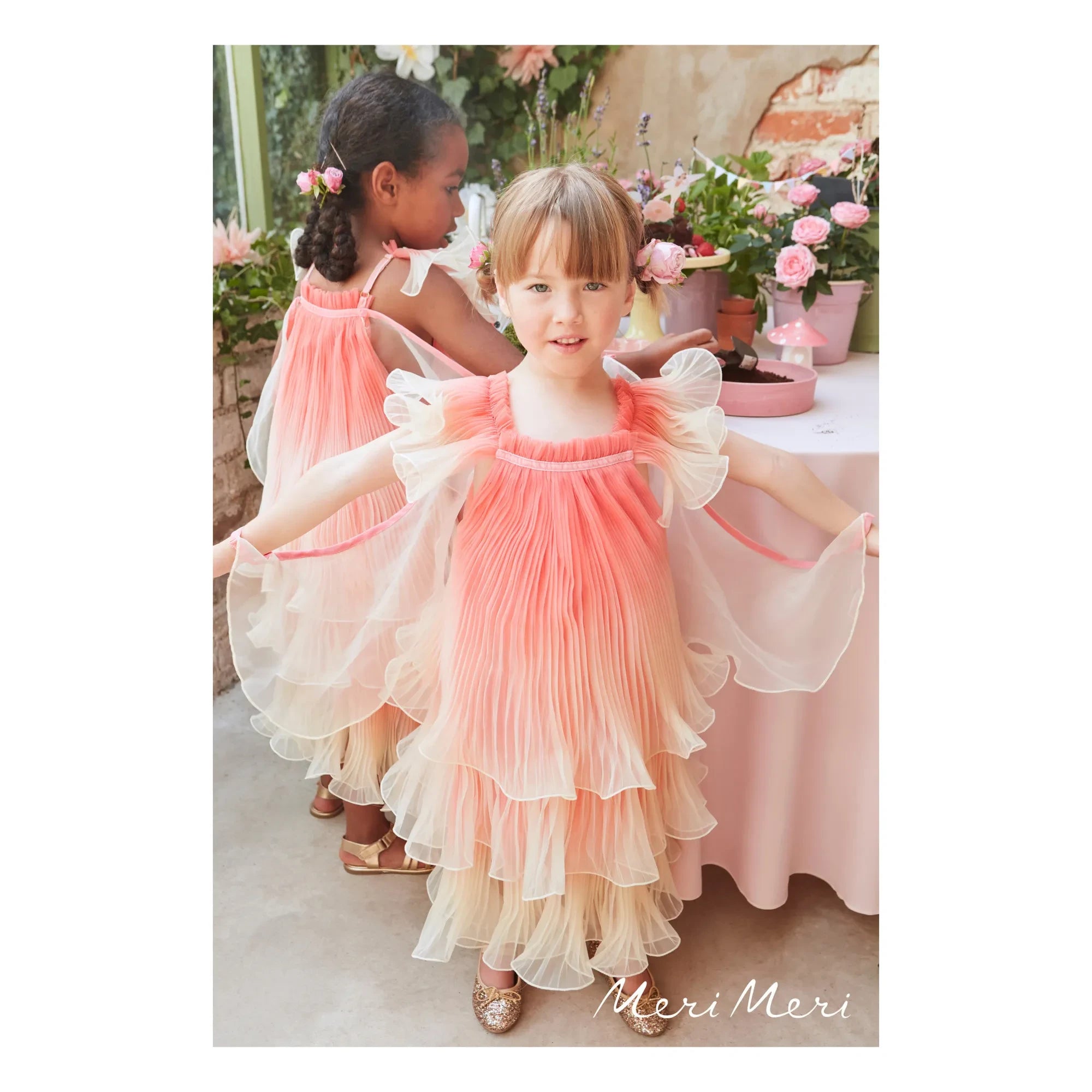Meri Meri - Vestido de hada de organza plisada y varita mágica