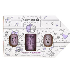 Nailmatic Kids - Set de dos esmaltes de uñas Bus Party y rollo para el cuerpo | Lila