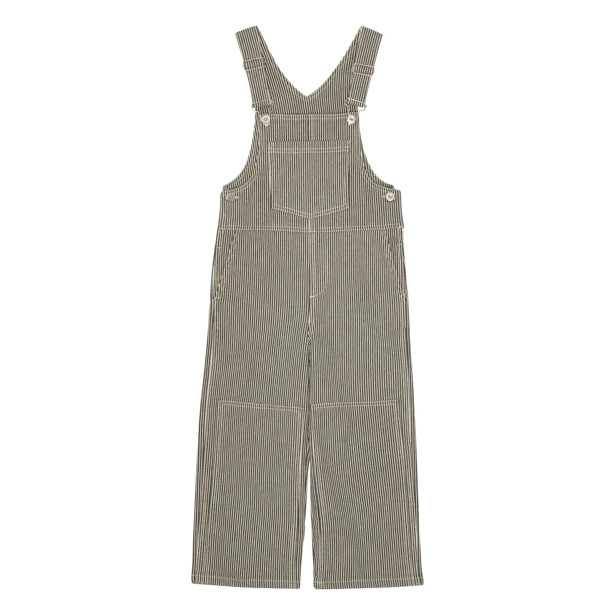 brunobruno nation - Pijama de algodón orgánico a rayas Harry | Verde oscuro