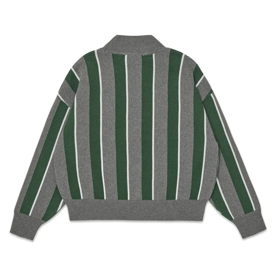 Main Story - Organik Pamuklu Çizgili Logo Sweatshirt | Gri