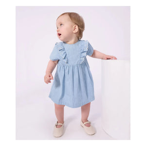 Petit Bateau - Nakışlı Chambray Elbise | Açık Mavi