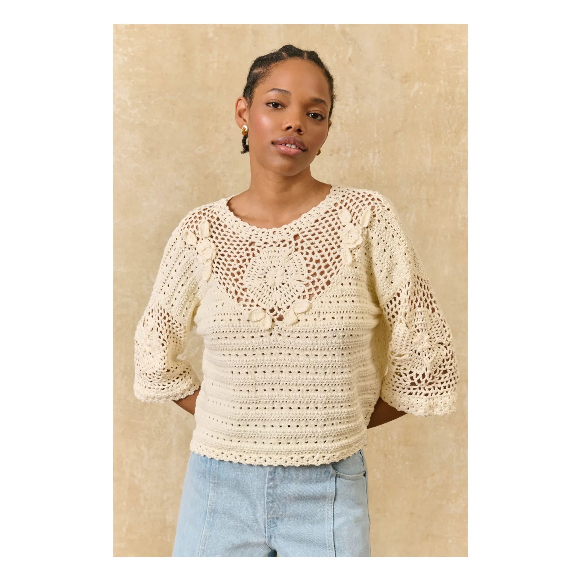 Louise Misha - Top de algodón Eleanor | Crema