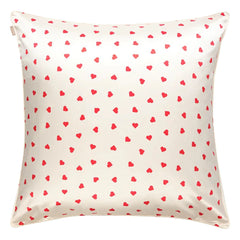 Funda de almohada de seda de morera Emily's Pillow con estampado de corazón | Crema