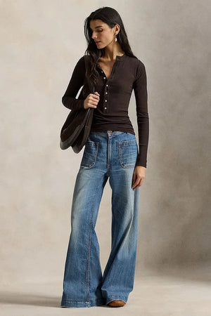 Blusa de mujer de algodón de manga larga Polo Ralph Lauren