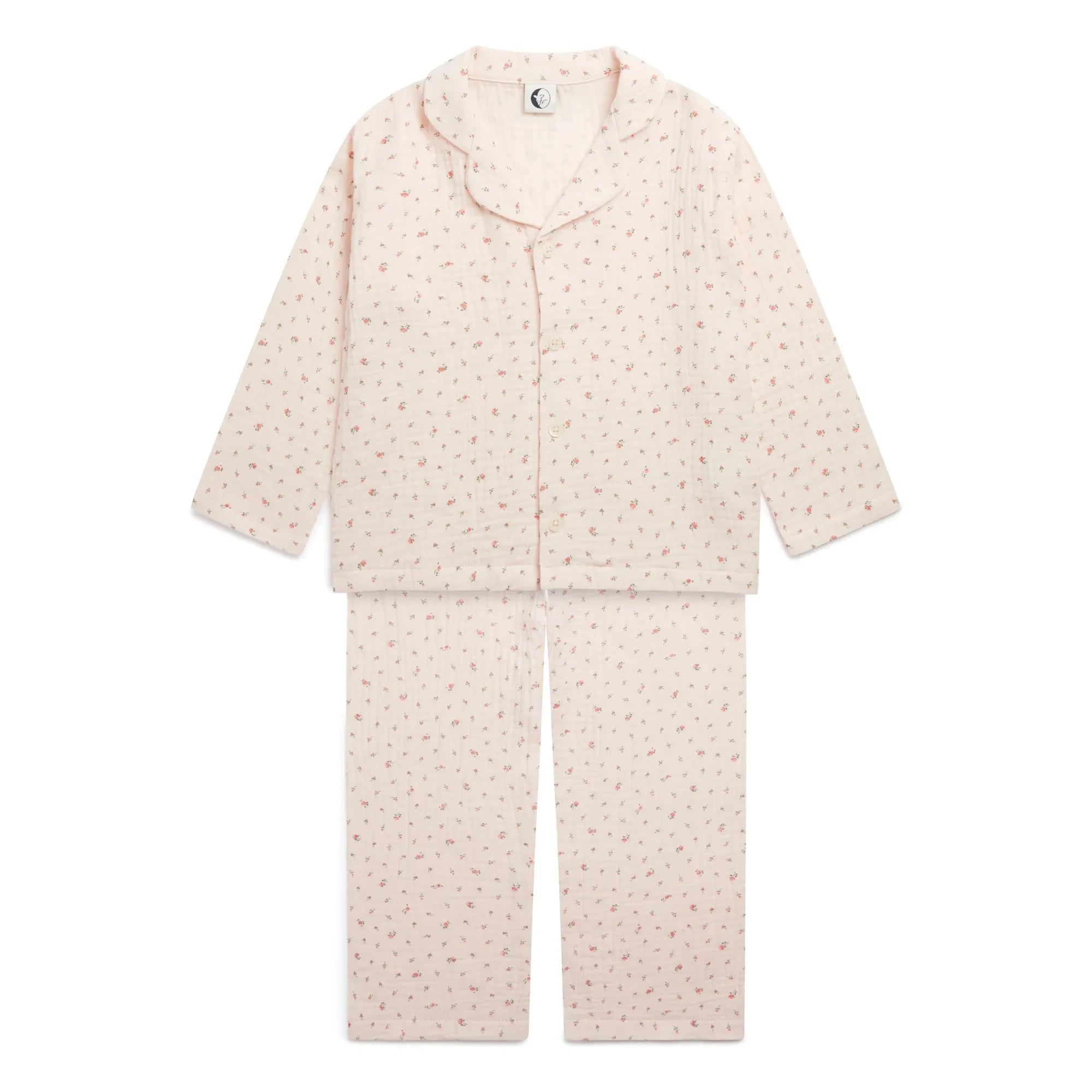 Sleepy Doe - Pijama de gasa de algodón orgánico con estampado floral | Rosa claro
