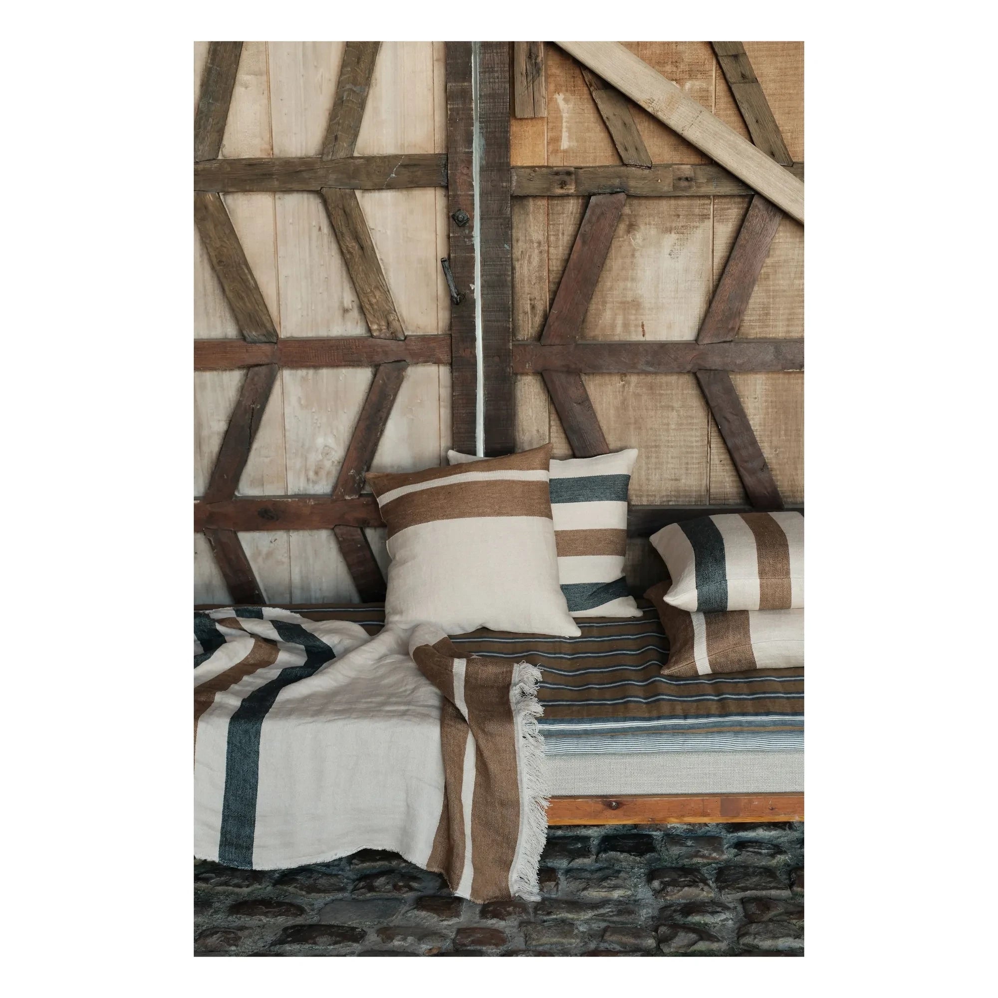 Libeco - Funda de almohada a rayas Railway | Crudo