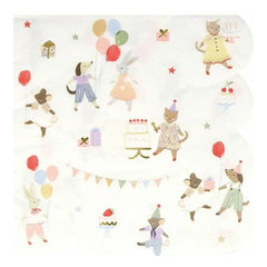 Meri Meri - Amigos Animales Servilletas de Papel de Cumpleaños - Juego de 16